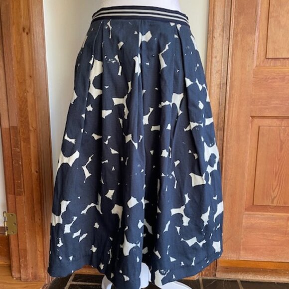 LIVIANA CONTI Pleated Cotton Midi Skirt with Pockets Size 10